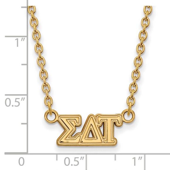 14K Plated Silver Sigma Delta Tau Medium Necklace - Picture 2 of 4